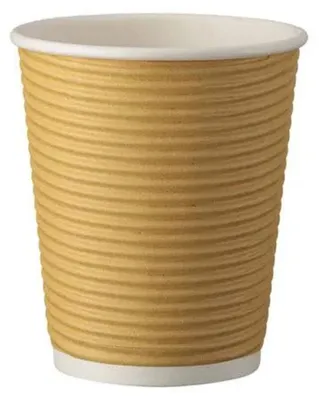 Produktbild von 25 Stück Trinkbecher aus Wellpappe, Kraftpapier, 80 mm Durchmesser, 237 ml Fassungsvermögen