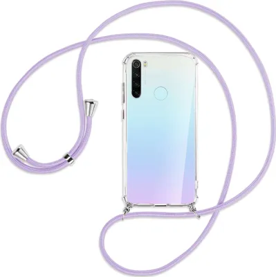 Produktbild von Handykette Backcover-Schutzhülle mit Band (Metall silberfarben) für Xiaomi Redmi Note 8 - violett