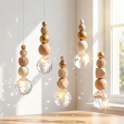 Suncatcher Kristall Fensterdeko 5 Stück Lichtfänger 50 cm