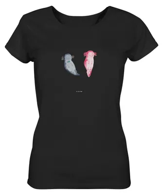 Produktbild von Mr. & Mrs. Panda Shirt Damen Axolotl Liebe Größe S - Schwarz - Geschenk, Jahrestag, Liebesbeweis, Jersey, Basic, für Frauen, Oberteil, Hochzeitstag, Freundin, T-Shirt
