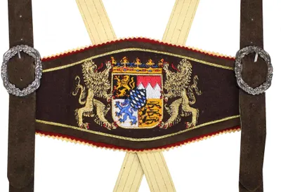 Produktbild von GermanWear, Trachten Hosenträger lederhosen mit Bayerischem Wappen-stickerei, Farbe:Dunkelbraun