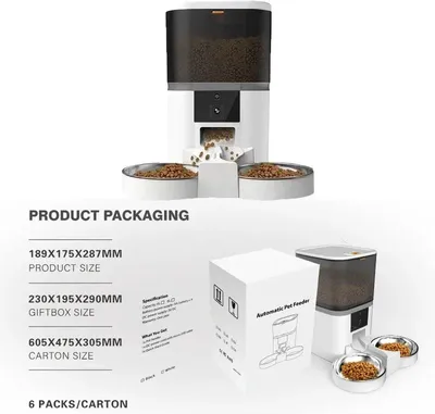 Obrázek produktu pro Automatický krmítko - Krmítko s kamerou - Pro psy a kočky - Krmítko na kočičí krmivo - Krmítko na psí krmivo
