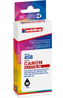 Produktbild von Edding Tintenpatrone für Canon CLI-571BK-XL PIXMAMg5750 MG5751 MG5752 MG6850