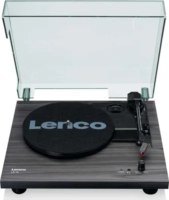 Produktbild von Lenco LS-10BK - Plattenspieler mit Riemenantrieb und Holzgehäuse - eingebaute Lautsprecher - Kopfhöreranschluß - Schwartz