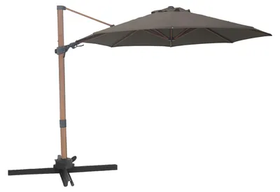 Produktbild von AXI Solis Ampelschirm Rund Ø 300 cm in Holz Look/Taupe | Sonnenschirm für Garten / Terrasse mit Pulverbeschichtetes Gestell | Inkl. Kreuzfuß &