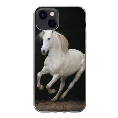 Produktbild von MuchoWow® Handyhülle Schutzhülle Hülle für iPhone 13 mini Pferde - Schwarz - Porträt Silikon Softcase Handy Hülle - Softcase
