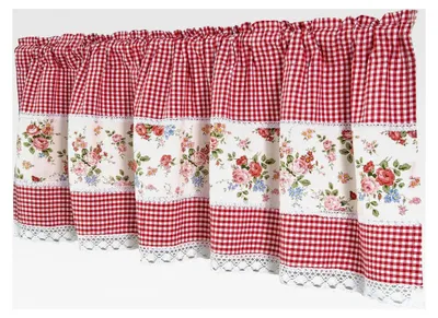 Produktbild von Kurze Scheibengardine Bistrogardine Landhausstil für die Küche Blickdicht mit Blumen und Spitze 150 cm Breite