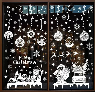 Produktbild von Weihnachtsfensteraufkleber, abnehmbare statische Fensteraufkleber, Autofensterdekorationen, Weihnachtsparty-Dekorationszubehör, 237 Stück