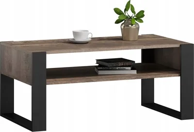 Produktbild von MATKAM Couchtisch KAJA H50 x B120 x T63,6 cm, offenes Regal unter der Arbeitsplatte, praktische Eleganz und Funktionalität, (Grange Eiche Retro Loft)