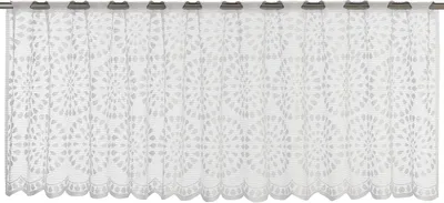 Imagen del producto de Cortina Bistró Circolo 00, blanca, transparente, 45x160 cm. Cortina corta para cocina, ideal para ventanas de cocina, proporciona protección contra miradas indiscretas y privacidad. Código de producto: 198411