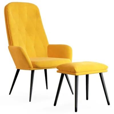 Immagine prodotto di vidaXL Poltrona relax con sgabello in velluto giallo senape