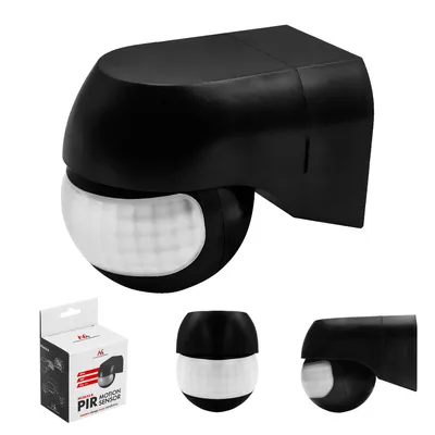 Produktbild von Maclean PIR-Bewegungsmelder 12–24 V Infrarot IP44 schwarz Reichweite 12 m max. Belastbarkeit 60/120 W MCE623 B