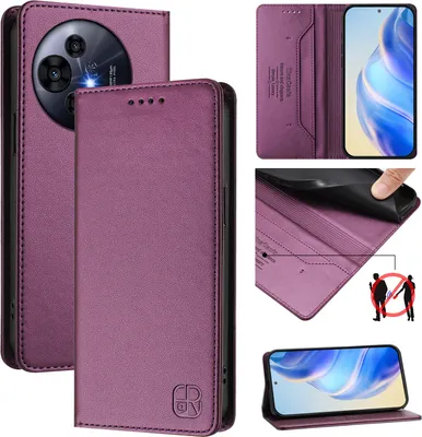 Obrázek produktu pro Kožené pouzdro pro TCL 50 Pro NxtPaper, flipové pouzdro s přihrádkami na karty, peněženkou a stojánkem Fialová