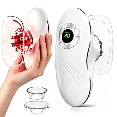 Produktbild von Vakuum Massagegerät mit EMS Mikrostrom und Wärmefunktion, Schröpfmassagegerät für Gesicht und Körper, 9 Stufen, Rotlicht, USB-C wiederaufladbar