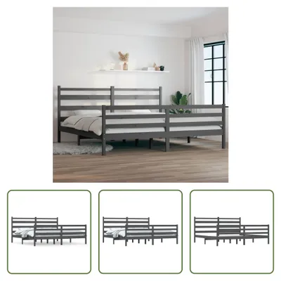 Produktbild von The Living Store Massivholzbett Kiefer 200x200 cm Grau