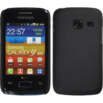 Produktbild von PhoneNatic Case kompatibel mit Samsung Galaxy Y Duos - Hülle schwarz gummiert Hard-case + 2 Schutzfolien