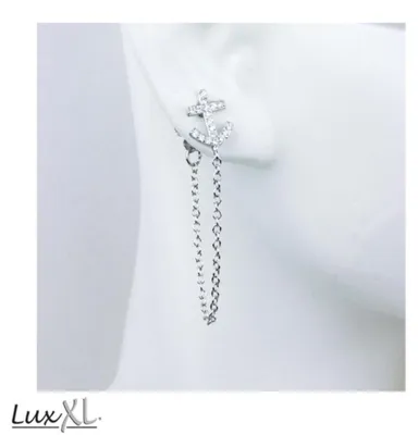 Produktbild von Anker Ohrstecker mit Kette und Zirkonia: LuxXL Ohrringe Silber 925