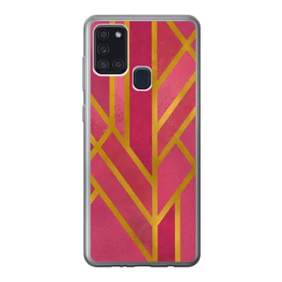 Produktbild von MuchoWow® Handyhülle Schutzhülle Hülle für Samsung Galaxy A21s Gold - Rosa - Geometrisch Silikon Softcase Handy Hülle - Hartschale