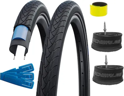 Produktbild von 2 Stück 28 Zoll Schwalbe Marathon Plus 37-622 (28x1.4) 700x35C + 2x SV Schlauch Pannenschutz