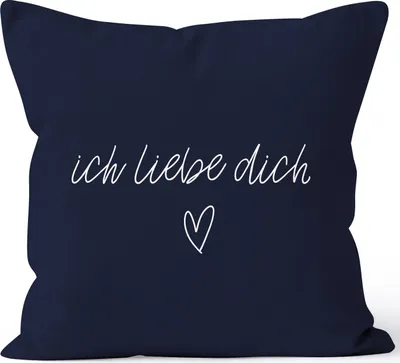 Produktbild von Kissenbezug Kissenhülle Ich liebe Dich Liebe Love Geschenk Deko-Kissen Baumwolle MoonWorks® navy 40cm x 40cm