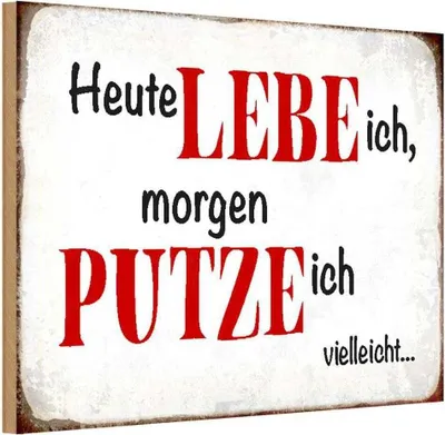 Produktbild von vianmo Holzschild 20x30 cm heute lebe ich morgen putze Spruch Zitat