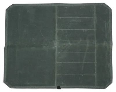 Productafbeelding van Bestekrol, gemaakt van gewaxt zeildoek, draagbaar, met 7 compartimenten, opbergtas voor kookgerei, geschikt voor outdoor gebruik, kamperen, picknicken en in de keuken, kleur: OD-groen