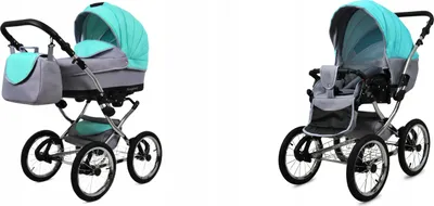 A collage of two images showing a baby stroller from different angles.