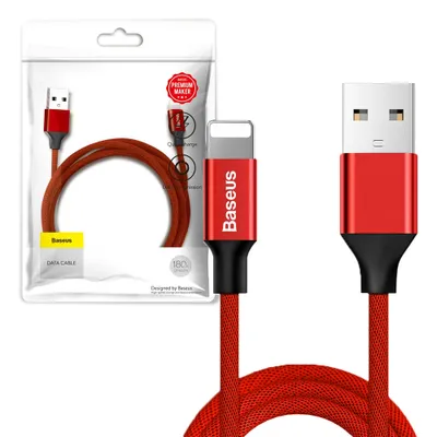 Zdjęcie produktu dla Baseus Yiven Kabel Przewód W Materiałowym Oplocie Usb / Lightning 1,8M Czerwony (Calyw-A09)