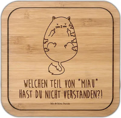 Produktbild von Mr. & Mrs. Panda Tassenuntersetzer Katze Mittelfinger - Transparent - Geschenk, Coaster, Katzen, Tischuntersetzer, Katzenmotive, Cat, Mietze, gläseruntersetzer, Cats