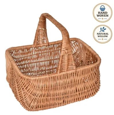 Productafbeelding van Mand van riet, met de hand gevlochten van natuurlijk riet, 36x25x32 cm