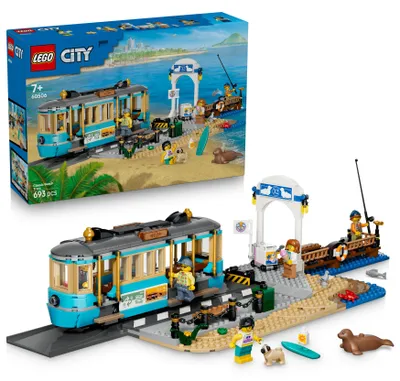 Produktbild von LEGO® City Klassische Strandstraßenbahn (60506); Bauset für Kinder, die Spielzeugeisenbahnen lieben; 5 Minifiguren und Tierfiguren für Rollenspiele; Geschenk für Kinder ab 7 Jahren