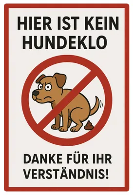 Produktbild von Blechschild AstraDesign 20x30 cm „Hier ist kein Hundeklo“ – Metallschild Wanddeko, Schild, Geschenkidee