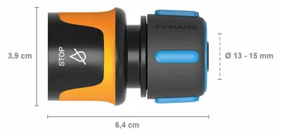 Produktbild von Fiskars 1027079, Schlauchanschluss, 1/2", Weiblich/Weiblich, Schwarz, Blau, Gelb