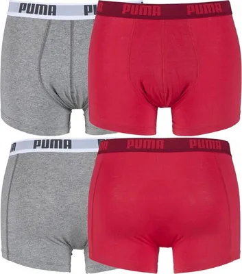 Produktbild von Puma 2er Pack Boxershorts Herren Pant Basic Shorts, Größe S-XL - Farbauswahl / Farbe: Rot + Grau | Größe: 5 (Gr. M)
