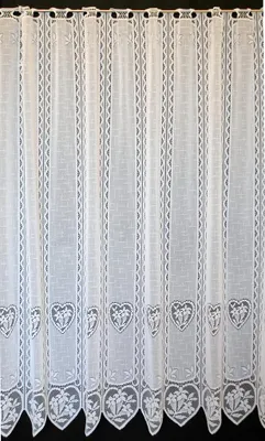 Produktbild von Gardinen Kranzusch Scheibengardine Enzian im Herz 150x165 cm H/B Weiß Bistrogardine Vorhang Küche 1er Pack