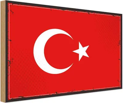 Produktbild von vianmo Holzschild 30x40 cm Türkei Retro Turkey Flagge Fahne Wappen