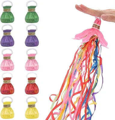 Produktbild von Konfettikanonen zum Abschießen – Set mit 10 Stück – Girlanden – Handgefertigte Bänder – Konfettikanonen für Partys