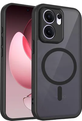 Produktbild von Magnetisch Hülle für Oppo Reno14 F, Handyhülle Transluzente Hart PC Rückseite TPU Stoßfest Schutzhülle Schwarz