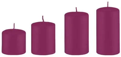 Produktbild von 4er Kerzen Adventset abgestuft Brombeere Ø 6 cm (H 6, 8, 10 u. 12 cm)