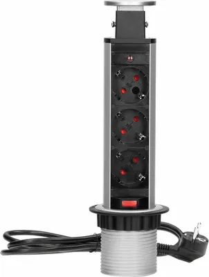 Produktbild von Tisch-Einbausteckdose,Turm Ø 6cm 3 fach silber 3600W