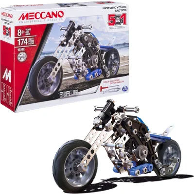 Image de Moto Meccano, 5 Modèles à Construire, 174 Pièces, Compatible Système Meccano, 8 Ans et Plus