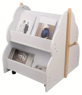 Image de Étagère mobile à 2 niveaux - Rangement vertical et compact sur roulettes - 50x54 cm