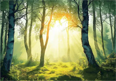 Produktbild von Fototapete Wald 3D Effekt Natur Landschaft - 250x175 cm - inklusive kleister - Vlies Tapete - Vliestapete Wohnzimmer Schlafzimmer Küche Modern Wandtapete