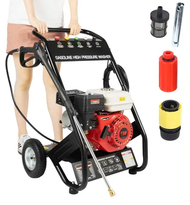 Imagen del producto de Limpiadora a presión Benzine - Motor de 7,5 CV - Presión de 170-190 bar - Manguera de 8 metros - Ideal para terrazas y entradas de vehículos