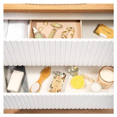 Produktbild von Waschtischunterschrank 80 cm, weiß mit gerillter Front