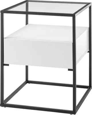 Produktbild von Beistelltisch >EVORA< Schublade, weiss, Holzwerkstoff / Metall - 43x54x43cm (BxHxT)