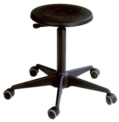 Produktbild von Arbeitshocker, ESD, Polyurethanschwarz, Höhe 410-550 mm, Rollen