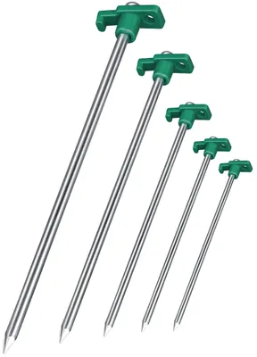 Produktbild von 16x Anti-Rost Felsbodenheringe grün/Silber Ø 0,7 cm, 25 cm Länge - Felsbodenanker | Heringe | Erdnägel | Bodenanker aus verzinktem Stahl zur Befestigung & Fixierung im Boden (16)