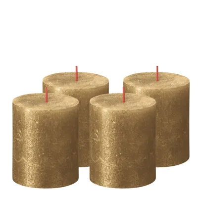 Obrázok produktu pre Sviečka Bolsius Shimmer Gold - 8 cm / ø 7 cm - 4 kusy