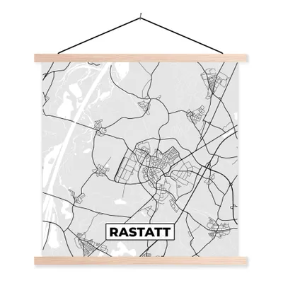 Produktbild von MuchoWow® Textilposter Stadtplan - Karte - Deutschland - Karte 60x60 cm mit holzfarbenen Rahmen - Wanddekoration